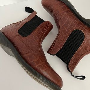 SOLD- Dr Martens Brown Croc Flora Chelsea Boots - size 7, EU 38
